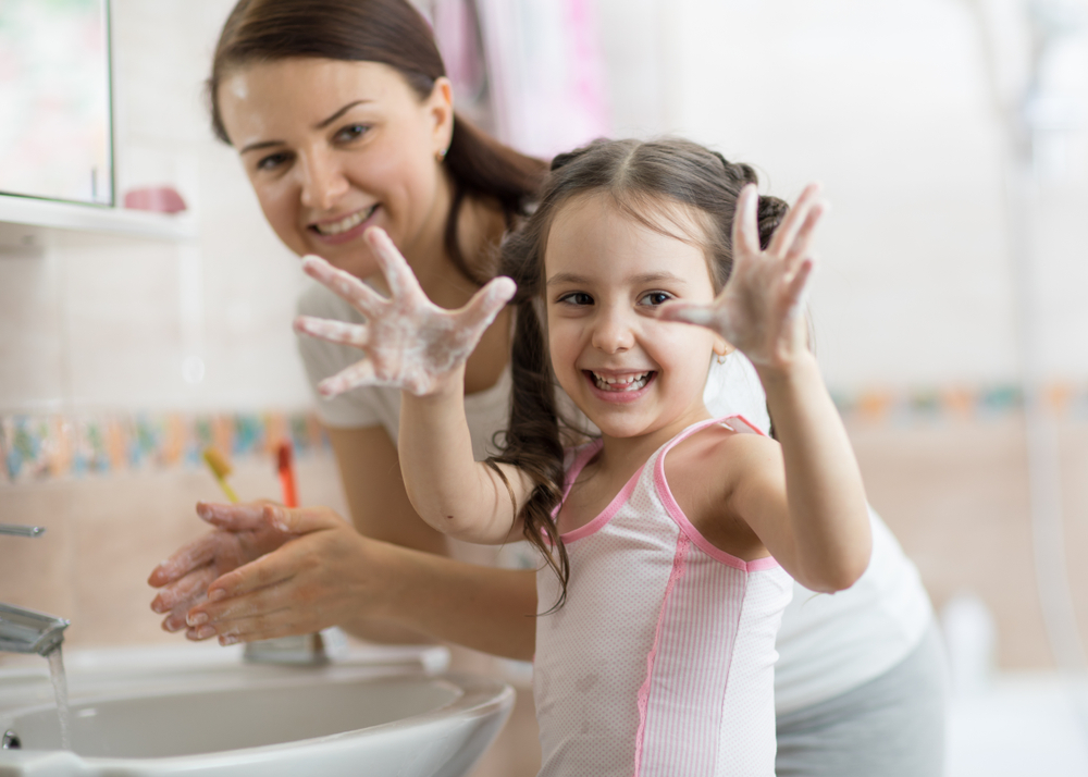Wash hands with kids