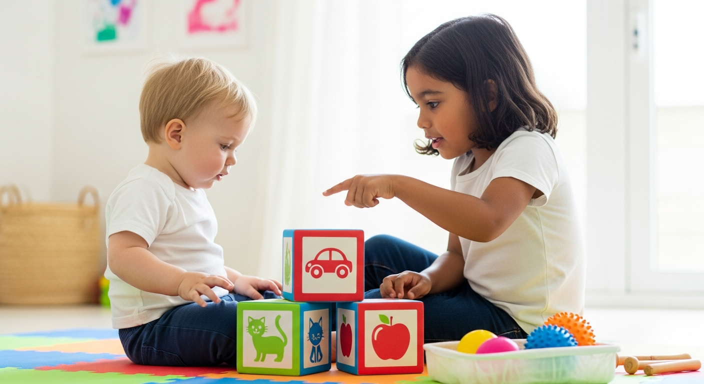 Titelbild: Die besten Hilfsmittel bei Sprachverzögerung für Kleinkinder: Ein Ratgeber für Eltern