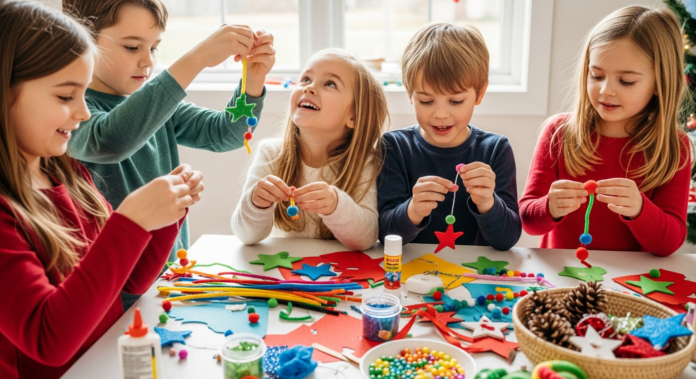 Manualidades Fáciles de Adornos para Niños: Imagen de portada de Divertidas Decoraciones Navideñas DIY