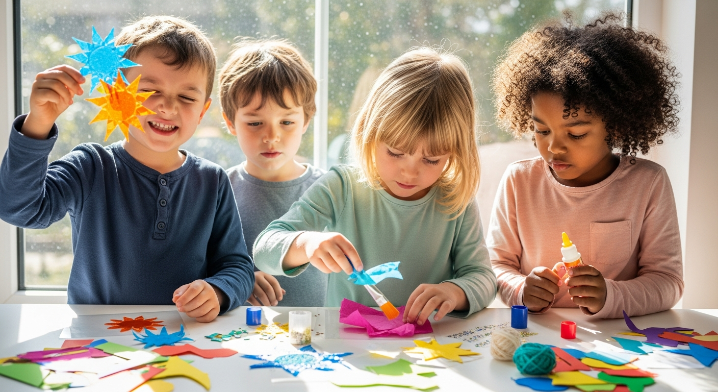 Brighten Windows & Minds: Easy Suncatcher Crafts for Kids cover image