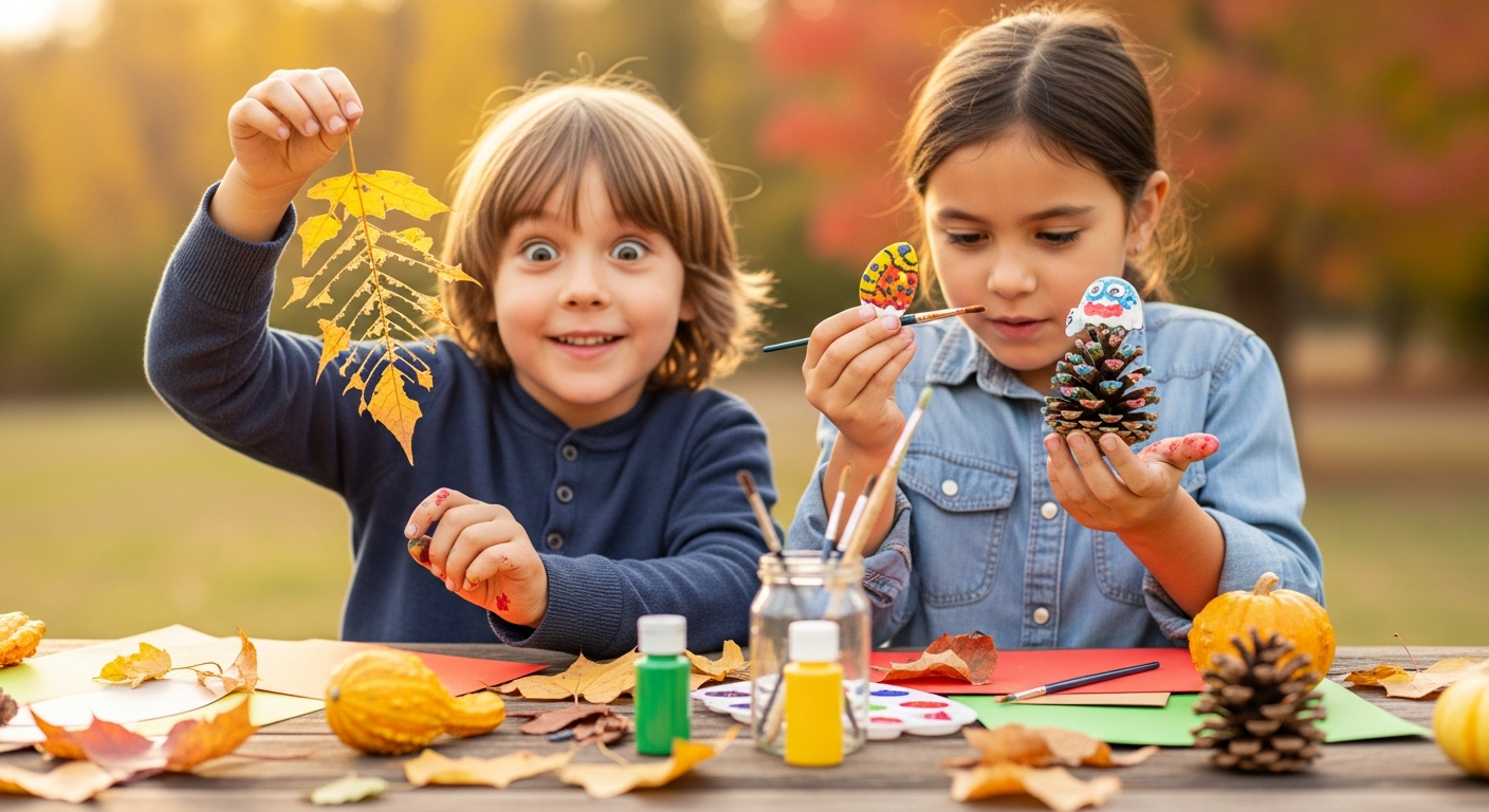 Imagen de portada de Manualidades sencillas de otoño para niños: Divertidas actividades otoñales para el habla