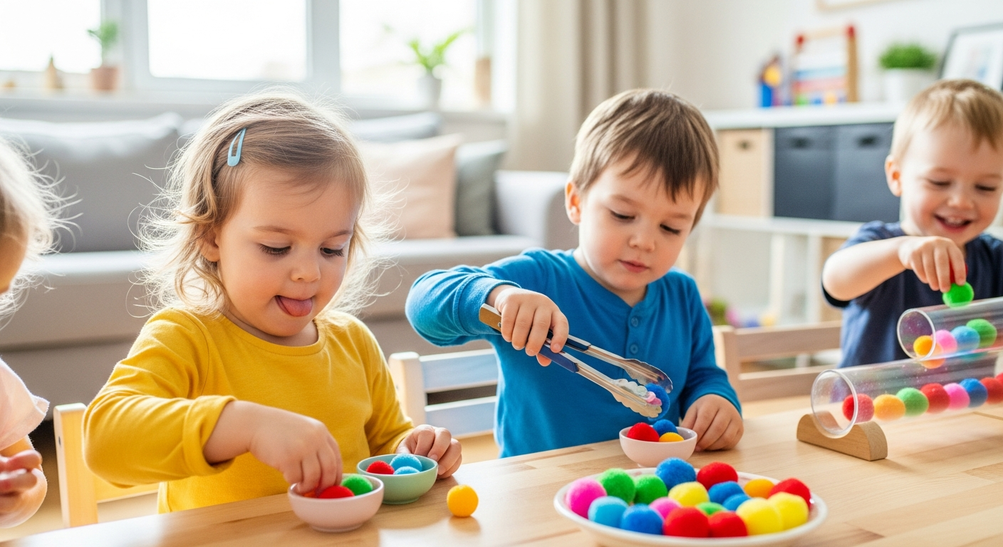 25 Fun Pom Pom Toddler Activities for Home Learning cover image