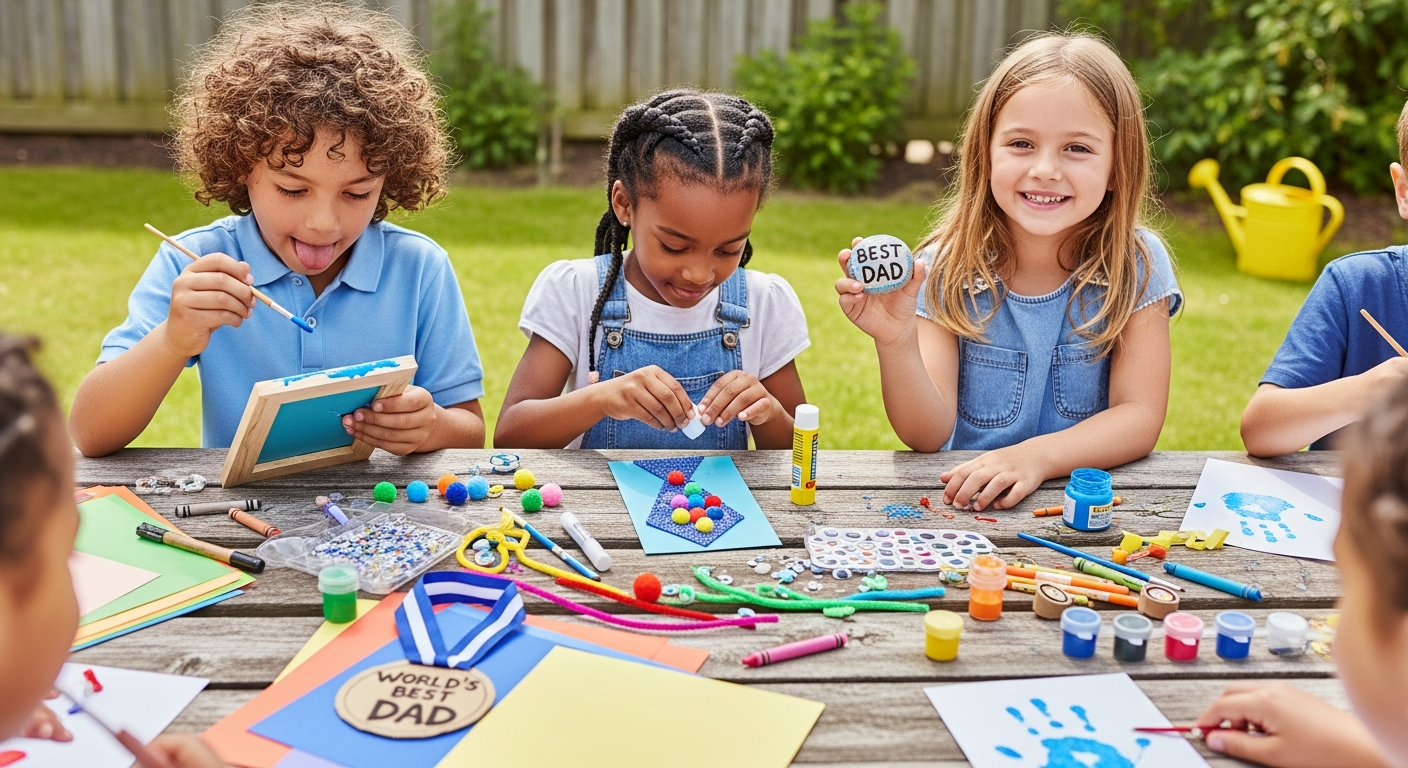 Imagen de portada de Manualidades fáciles para el Día del Padre para niños: Crea recuerdos alegres