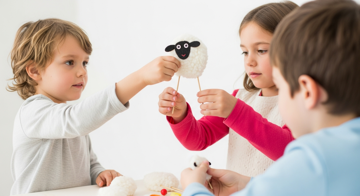 Diversión lanuda: Imagen de portada de manualidades fáciles de ovejas para niños