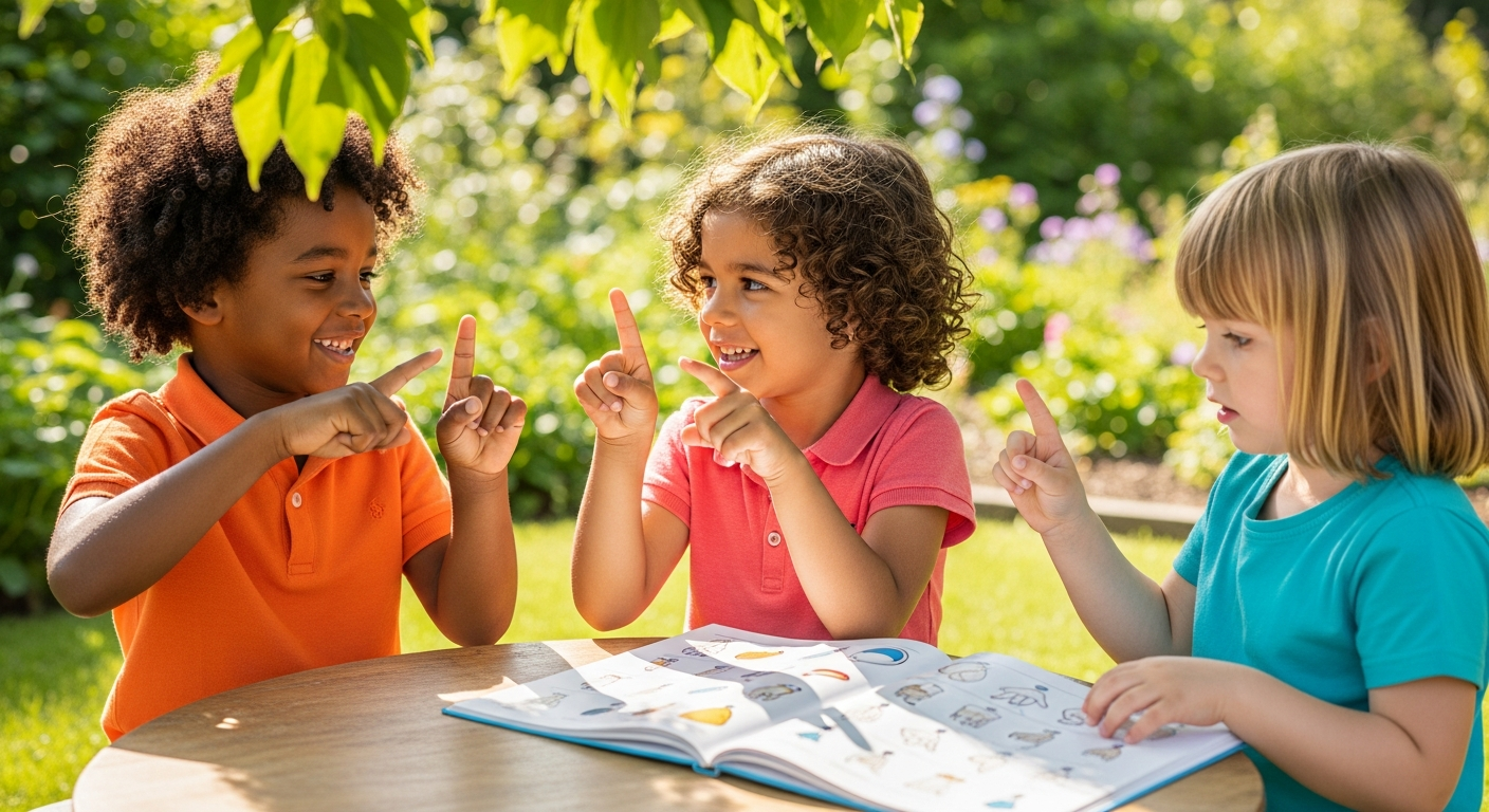 Imagen de la portada de Usar el lenguaje de señas para el retraso del habla: Una guía de apoyo alegre
