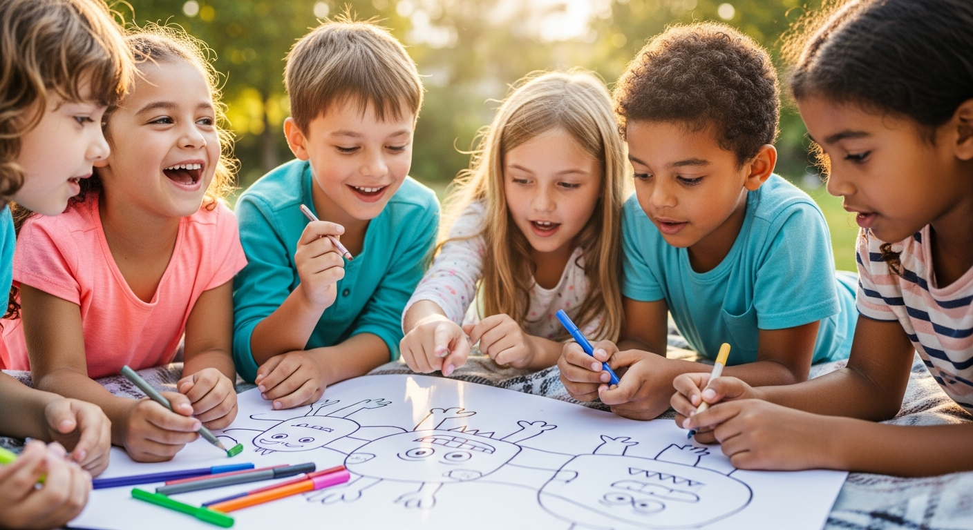 Imagen de portada de Juegos divertidos de dibujo para niños: Enciende la creatividad y la conexión